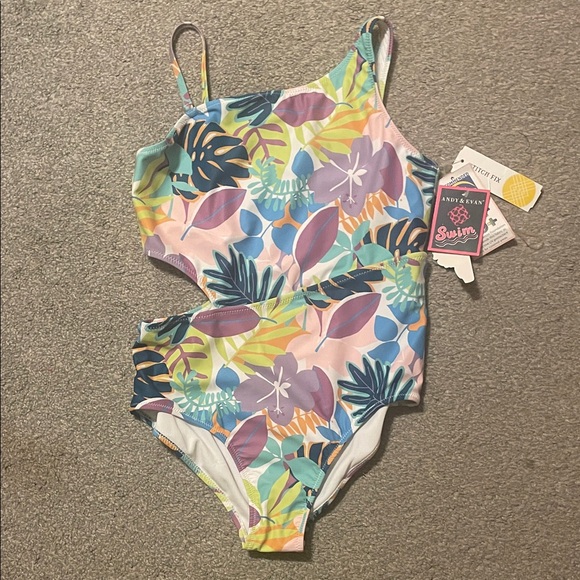 Andy & Evan Other - Andy & Evan Girls' Multicolor Tropical One-Piece Swimsuit